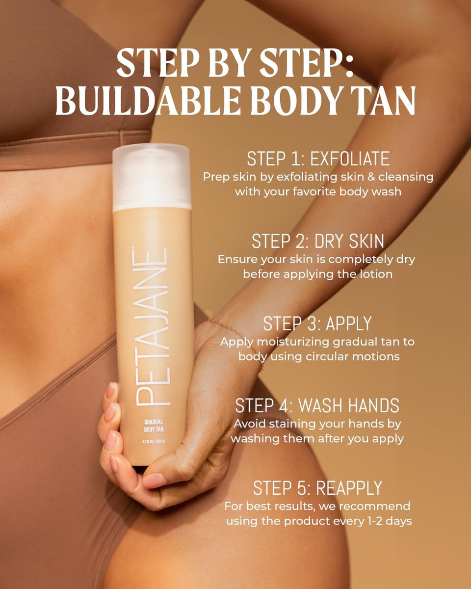 Peta Jane Gradual Tanning Body Lotion – Buildable, Streak-Free Natural Glow, Vegan & Cruelty-Free, 6.7 Fl Oz Avelisse