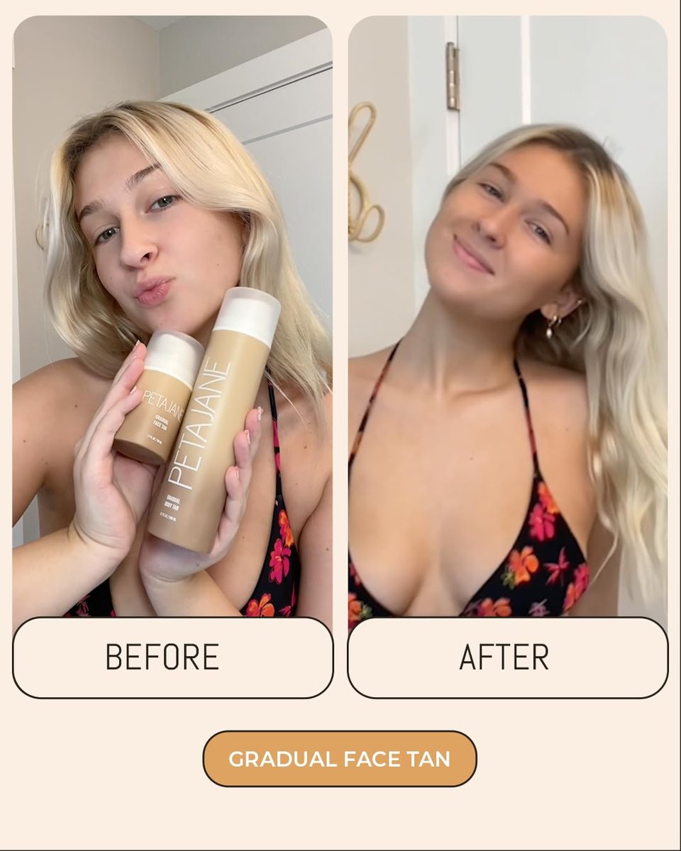 Peta Jane Gradual Tanning Face Lotion – Gentle, Buildable, Streak-Free Glow – Vegan, Non-Toxic, Cruelty-Free, Hydrating, Natural Finish, No Fake Tan Smell (1.7 Fl Oz) Avelisse