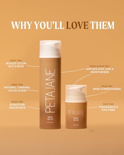 Peta Jane Gradual Tanning Face Lotion – Gentle, Buildable, Streak-Free Glow – Vegan, Non-Toxic, Cruelty-Free, Hydrating, Natural Finish, No Fake Tan Smell (1.7 Fl Oz) Avelisse