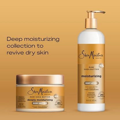 SheaMoisture Moisturizing Body Lotion with Raw Shea Butter, Argan Oil and Pro-Ceramides – Restoring Dry Skin, 24H Moisture, 16 oz