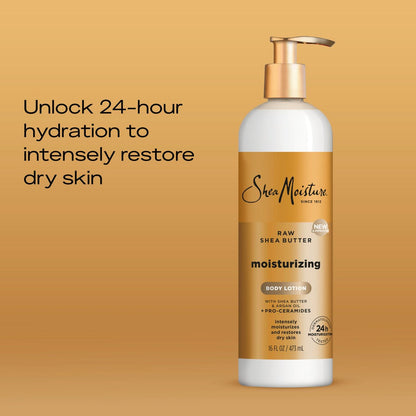 SheaMoisture Moisturizing Body Lotion with Raw Shea Butter, Argan Oil and Pro-Ceramides – Restoring Dry Skin, 24H Moisture, 16 oz