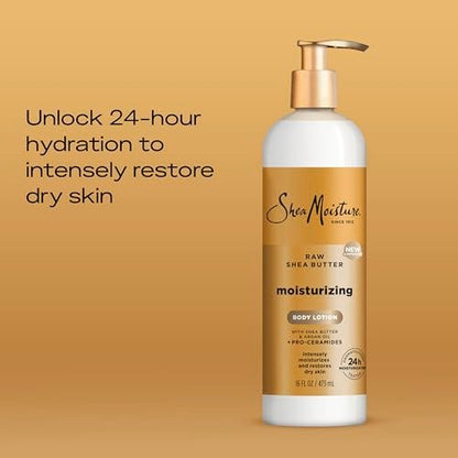 SheaMoisture Moisturizing Body Lotion with Raw Shea Butter, Argan Oil and Pro-Ceramides – Restoring Dry Skin, 24H Moisture, 16 oz