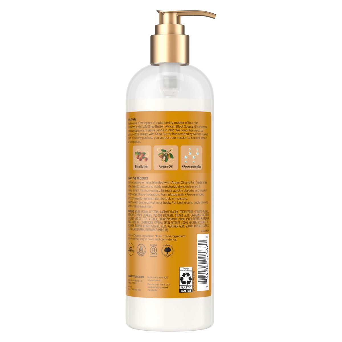 SheaMoisture Moisturizing Body Lotion with Raw Shea Butter, Argan Oil and Pro-Ceramides – Restoring Dry Skin, 24H Moisture, 16 oz - görsel 4