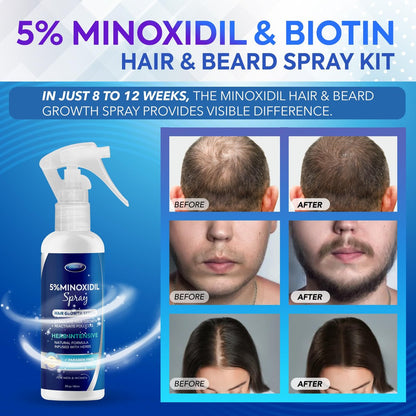 DABIDA 5% Minoxidil Hair Regrowth Spray for Women & Men Beard Growth - 60ml