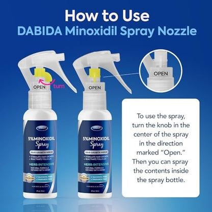 DABIDA 5% Minoxidil Hair Regrowth Spray for Women & Men Beard Growth - 60ml