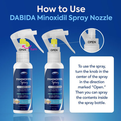 DABIDA 5% Minoxidil Hair Regrowth Spray for Women & Men Beard Growth - 60ml