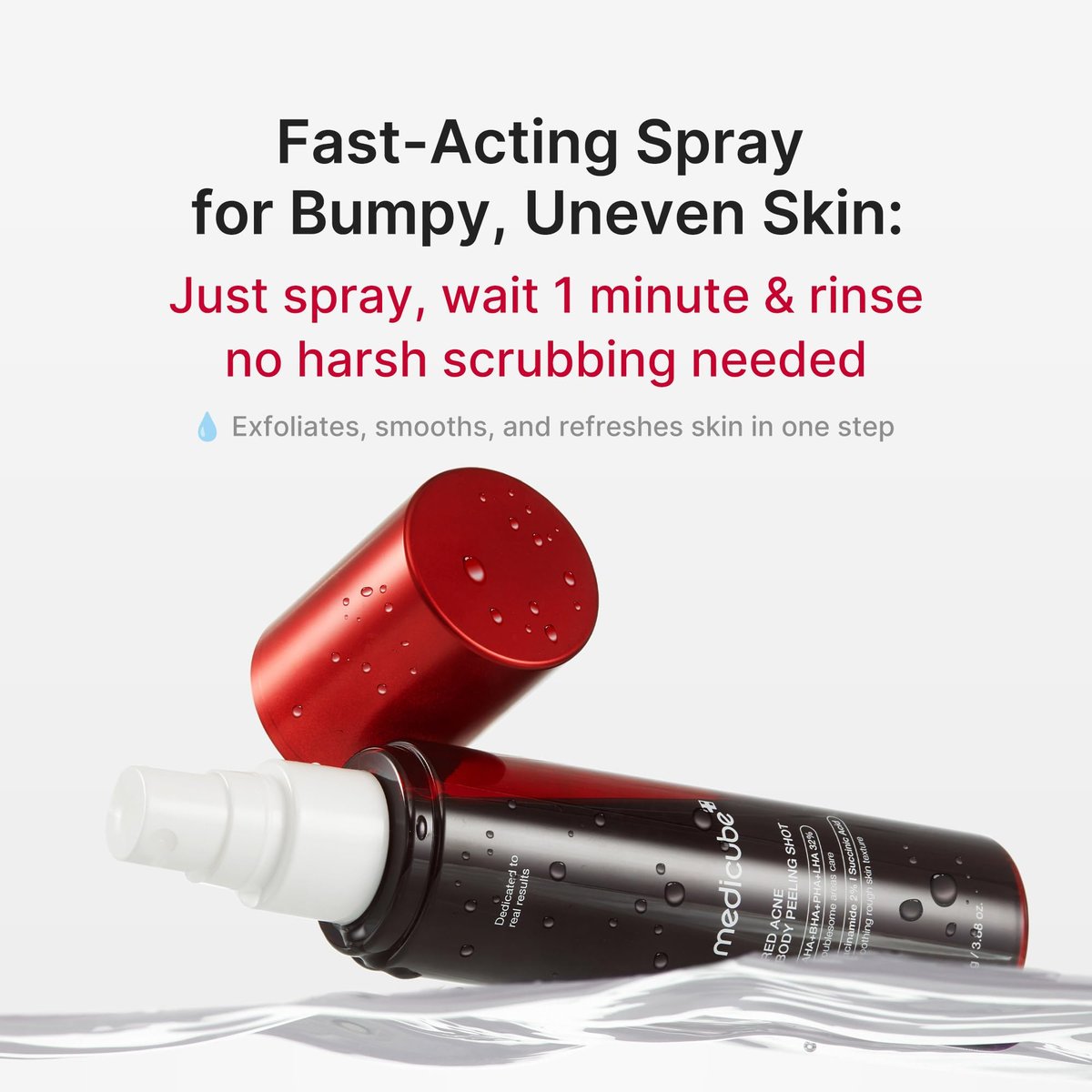 medicube Red Body Peeling Shot - AHA + BHA Exfoliating Body Spray for Smooth Skin, Treats Strawberry Skin & Bumps, 3.88 oz Avelisse