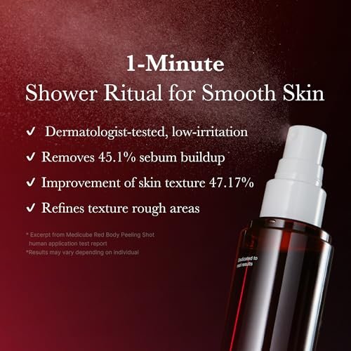 medicube Red Body Peeling Shot - AHA + BHA Exfoliating Body Spray for Smooth Skin, Treats Strawberry Skin & Bumps, 3.88 oz Avelisse