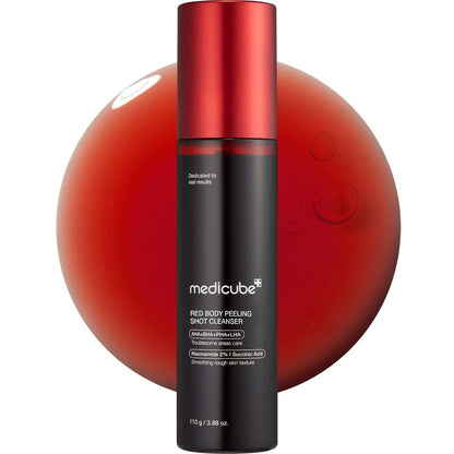 medicube Red Body Peeling Shot - AHA + BHA Exfoliating Body Spray for Smooth Skin, Treats Strawberry Skin & Bumps, 3.88 oz Avelisse