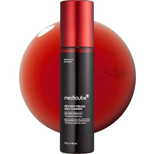 medicube Red Body Peeling Shot - AHA + BHA Exfoliating Body Spray for Smooth Skin, Treats Strawberry Skin & Bumps, 3.88 oz Avelisse