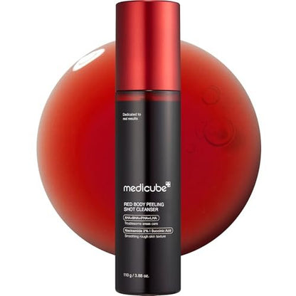 medicube Red Body Peeling Shot - AHA + BHA Exfoliating Body Spray for Smooth Skin, Treats Strawberry Skin & Bumps, 3.88 oz Avelisse
