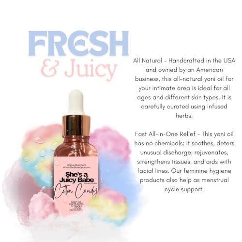 The Blush Spot Cotton Candy Yoni Oil for Women – Feminine Intimate Oil for pH Balance, Ingrown Hairs & Moisturizing – Sweet Scented Natural Daily Feminine Care (1 Fl Oz) Avelisse