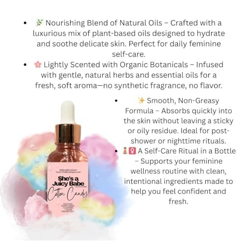 The Blush Spot Cotton Candy Yoni Oil for Women – Feminine Intimate Oil for pH Balance, Ingrown Hairs & Moisturizing – Sweet Scented Natural Daily Feminine Care (1 Fl Oz) Avelisse