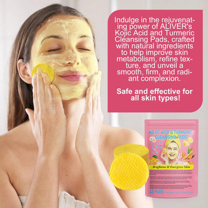40pcs Turmeric Cleansing Pads - Face Pads for Dark Spots - Turmeric Infused Foaming Exfoliating Pads - Remove Excess Keratin - Gentle & Non-Irritating for Face & Body