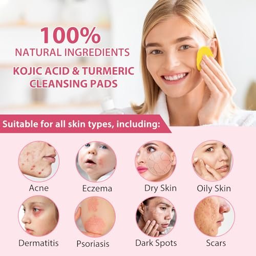 40pcs Turmeric Cleansing Pads - Face Pads for Dark Spots - Turmeric Infused Foaming Exfoliating Pads - Remove Excess Keratin - Gentle & Non-Irritating for Face & Body - görsel 8