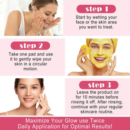 40pcs Turmeric Cleansing Pads - Face Pads for Dark Spots - Turmeric Infused Foaming Exfoliating Pads - Remove Excess Keratin - Gentle & Non-Irritating for Face & Body
