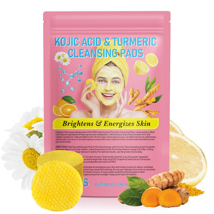 40pcs Turmeric Cleansing Pads - Face Pads for Dark Spots - Turmeric Infused Foaming Exfoliating Pads - Remove Excess Keratin - Gentle & Non-Irritating for Face & Body