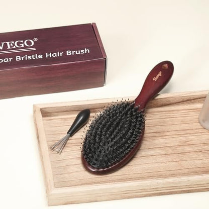 RAVEGO Boar Bristle Hair Brush – Natural Shine & Scalp Massage for Women, Men & Kids