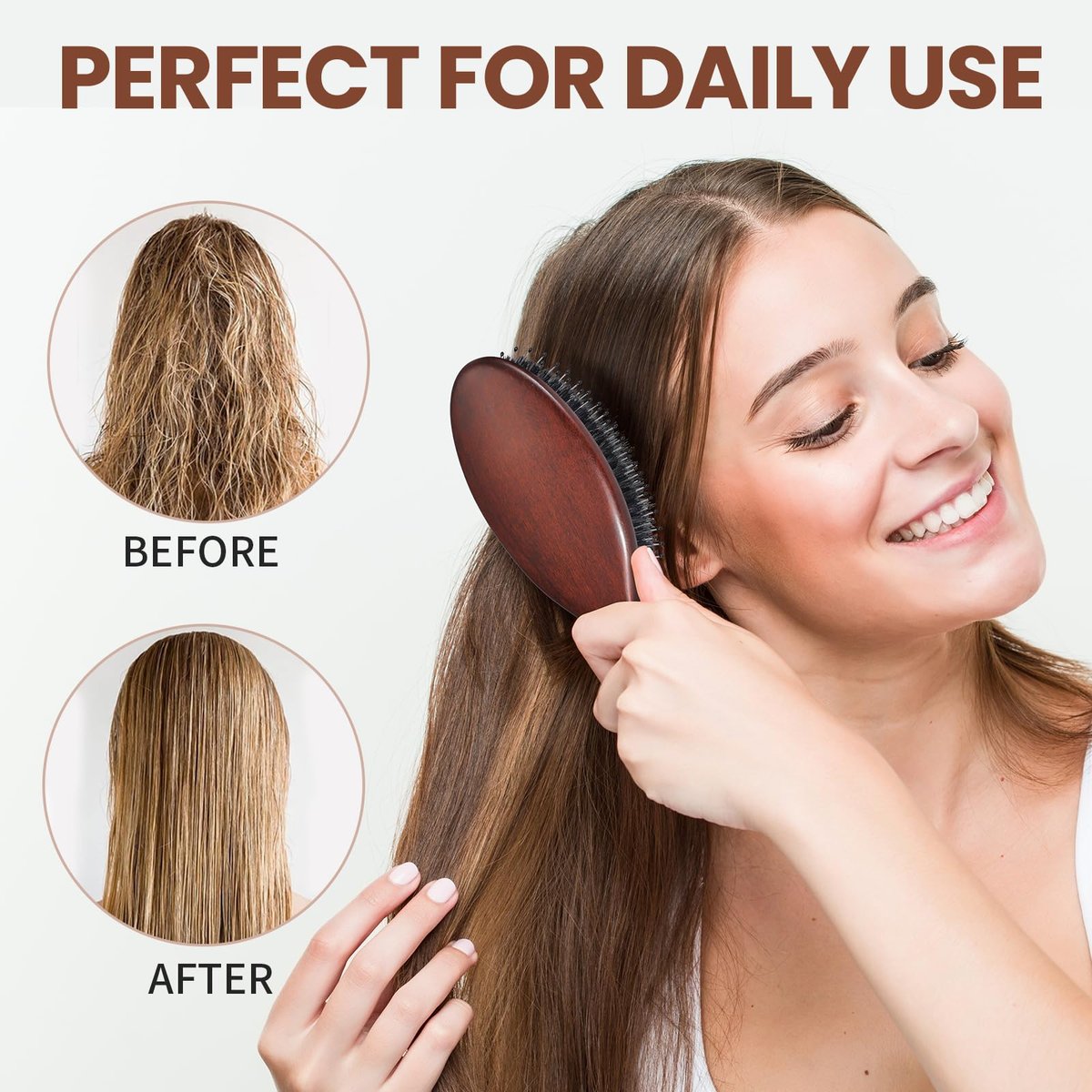 RAVEGO Boar Bristle Hair Brush – Natural Shine & Scalp Massage for Women, Men & Kids - görsel 7