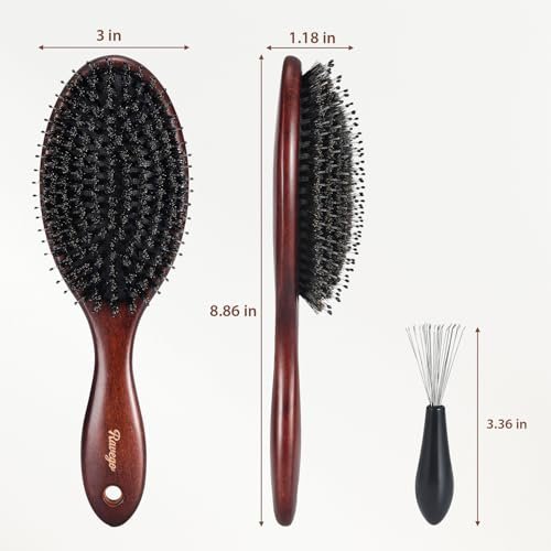 RAVEGO Boar Bristle Hair Brush – Natural Shine & Scalp Massage for Women, Men & Kids - görsel 10