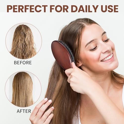 RAVEGO Boar Bristle Hair Brush – Natural Shine & Scalp Massage for Women, Men & Kids - görsel 8
