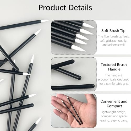 Jaasuee 100-Pack Black Disposable Eyeliner Brushes - Precision Cosmetic Eye Wands for Eyeliners, Lip Liners, and Detail Makeup - görsel 12