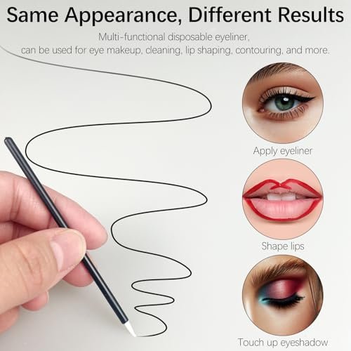 Jaasuee 100-Pack Black Disposable Eyeliner Brushes - Precision Cosmetic Eye Wands for Eyeliners, Lip Liners, and Detail Makeup - görsel 6