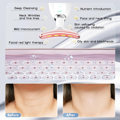 7-in-1 Face Massager Tool with Red Light Therapy for Face and Neck - Handheld Sculpting Wand for Skin Care Avelisse