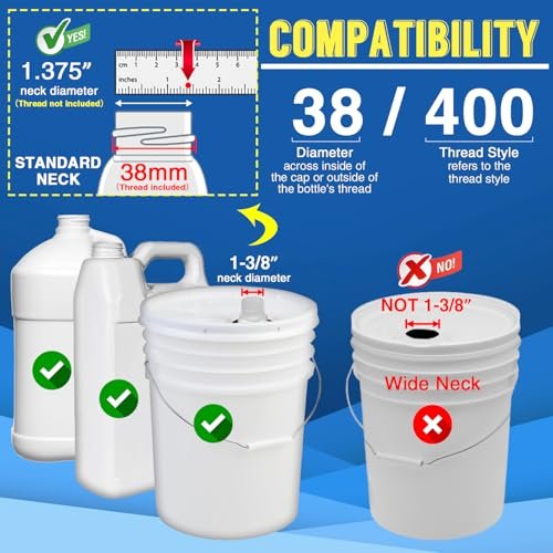 3 Pack 1 oz Pump for Large Gallon Bucket, 5 Gallon Pump Dispenser 38-400, Anti Dripping, with 50cm Extended Tube - Great for Shampoo, Conditioner, Laundry Detergent, Bleach, Oil & More Avelisse