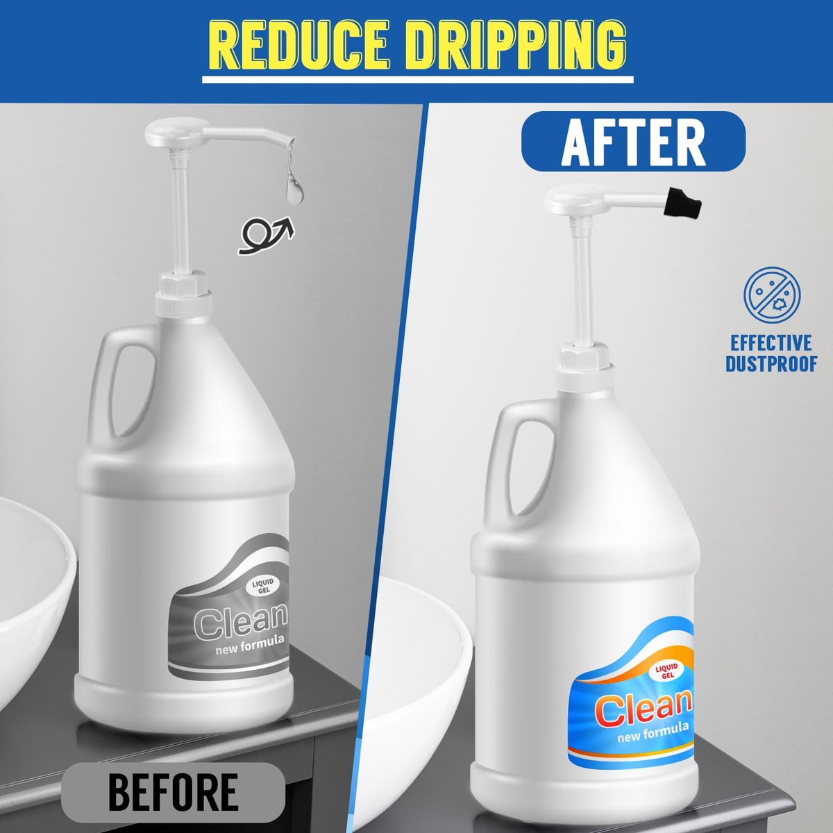 3 Pack 1 oz Pump for Large Gallon Bucket, 5 Gallon Pump Dispenser 38-400, Anti Dripping, with 50cm Extended Tube - Great for Shampoo, Conditioner, Laundry Detergent, Bleach, Oil & More Avelisse
