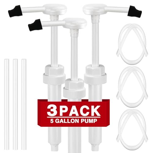 3 Pack 1 oz Pump for Large Gallon Bucket, 5 Gallon Pump Dispenser 38-400, Anti Dripping, with 50cm Extended Tube - Great for Shampoo, Conditioner, Laundry Detergent, Bleach, Oil & More Avelisse