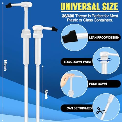 3 Pack 1 oz Pump for Large Gallon Bucket, 5 Gallon Pump Dispenser 38-400, Anti Dripping, with 50cm Extended Tube - Great for Shampoo, Conditioner, Laundry Detergent, Bleach, Oil & More Avelisse