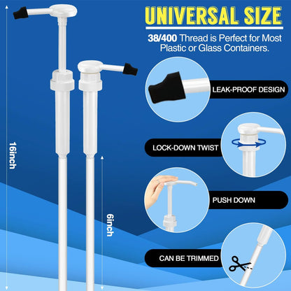 3 Pack 1 oz Pump for Large Gallon Bucket, 5 Gallon Pump Dispenser 38-400, Anti Dripping, with 50cm Extended Tube - Great for Shampoo, Conditioner, Laundry Detergent, Bleach, Oil & More Avelisse