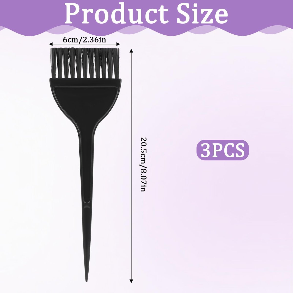 Professional Hair Dye Brush Set - 3 Pack Reusable Color Applicator for Salon & Home Use (Black) - görsel 3