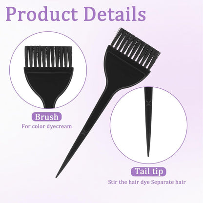 Professional Hair Dye Brush Set - 3 Pack Reusable Color Applicator for Salon & Home Use (Black)