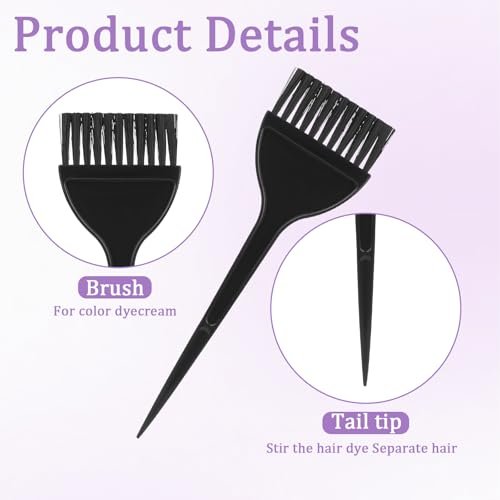 Professional Hair Dye Brush Set - 3 Pack Reusable Color Applicator for Salon & Home Use (Black) - görsel 6