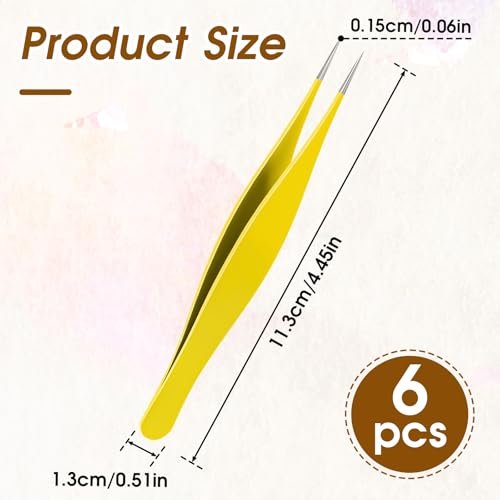 Salbsever 6-Piece Needle Nose Tweezers - Precision Fine Point Tip Stainless Steel Tweezers Set for Blackhead Removal, Facial Hair & Eyebrow Grooming - görsel 4