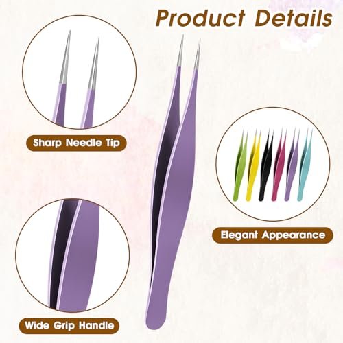 Salbsever 6-Piece Needle Nose Tweezers - Precision Fine Point Tip Stainless Steel Tweezers Set for Blackhead Removal, Facial Hair & Eyebrow Grooming - görsel 6