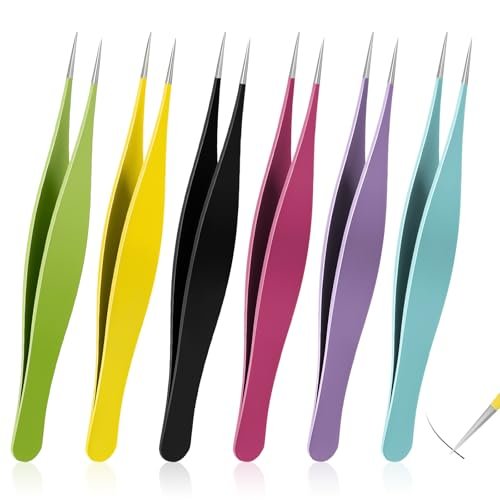 Salbsever 6-Piece Needle Nose Tweezers - Precision Fine Point Tip Stainless Steel Tweezers Set for Blackhead Removal, Facial Hair & Eyebrow Grooming - görsel 2