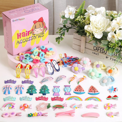 Toddler Girls Hair Accessories Kit - 158 Piece Colorful Hair Clips Set for Little Girls Ages 3-6