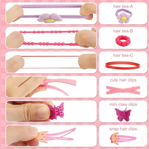 Toddler Girls Hair Accessories Kit - 158 Piece Colorful Hair Clips Set for Little Girls Ages 3-6 - görsel 12