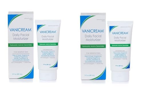 Vanicream Daily Facial Moisturizer with Ceramides and Hyaluronic Acid – Sensitive Skin, 3 fl oz (Pack of 2) Avelisse