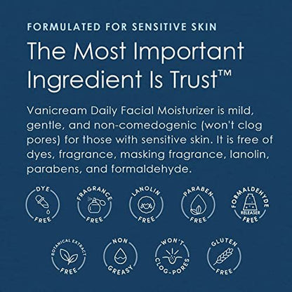 Vanicream Daily Facial Moisturizer with Ceramides and Hyaluronic Acid – Sensitive Skin, 3 fl oz (Pack of 2) Avelisse