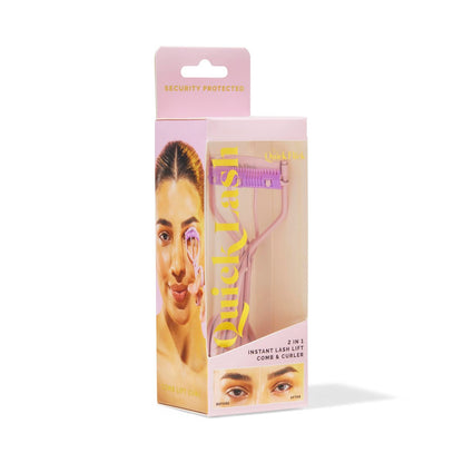 THE QUICK FLICK Eyelash Curler - Stainless Steel with Comb, Pink, Travel-Friendly for Separated & Curled Lashes Avelisse