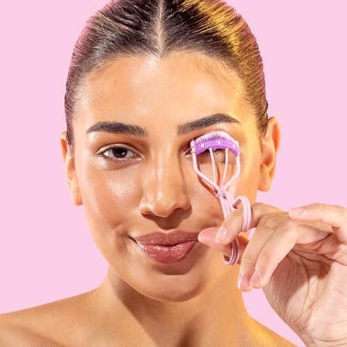 THE QUICK FLICK Eyelash Curler - Stainless Steel with Comb, Pink, Travel-Friendly for Separated & Curled Lashes Avelisse