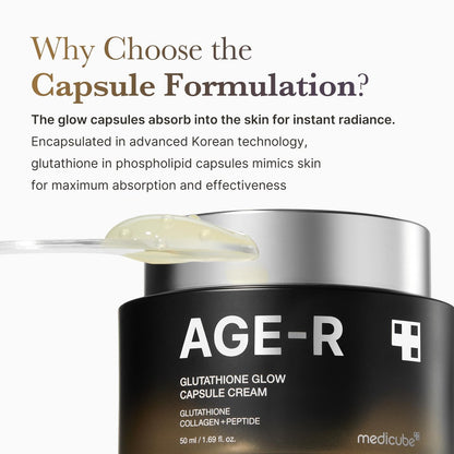 Medicube AGE-R Glutathione Glow Capsule Facial Cream – Instant Lifting Moisturizer with Collagen Peptide for Hydrating Glow, Improves Blemishes & Uneven Skin Tone – Korean Skin Care 1.69 fl.oz Avelisse