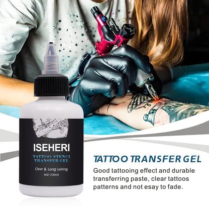 ISEHERI Tattoo Transfer Gel, 4oz Stencil Cream - Fast & Clear Long Lasting Solution for Tattoo Artists - Supplies
