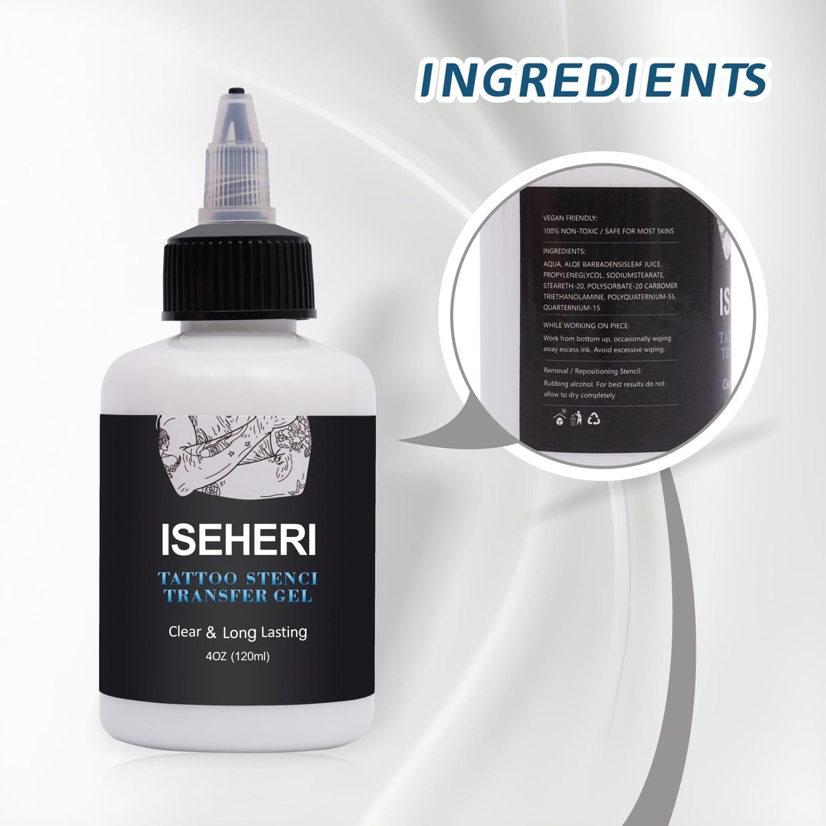 ISEHERI Tattoo Transfer Gel, 4oz Stencil Cream - Fast & Clear Long Lasting Solution for Tattoo Artists - Supplies - görsel 5