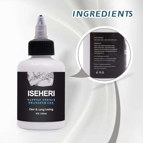 ISEHERI Tattoo Transfer Gel, 4oz Stencil Cream - Fast & Clear Long Lasting Solution for Tattoo Artists - Supplies - görsel 6