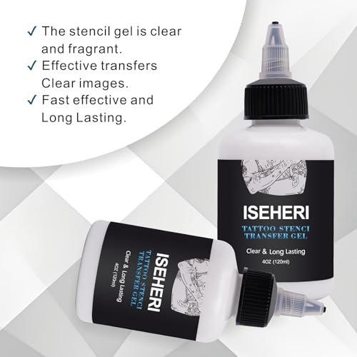ISEHERI Tattoo Transfer Gel, 4oz Stencil Cream - Fast & Clear Long Lasting Solution for Tattoo Artists - Supplies - görsel 12